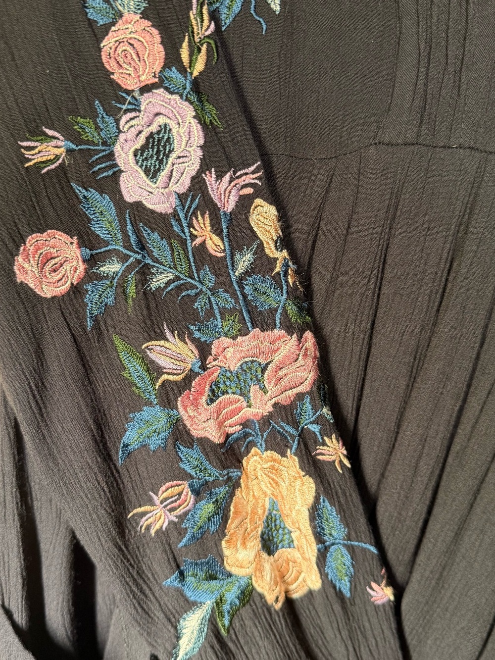Free People Black Embroidered Long-Sleeve Floral Tunic - Picture 5 of 10